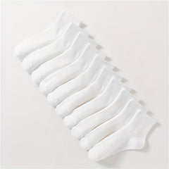 10 Pairs Solid Socks Comfy & Breathable Women's Stockings
