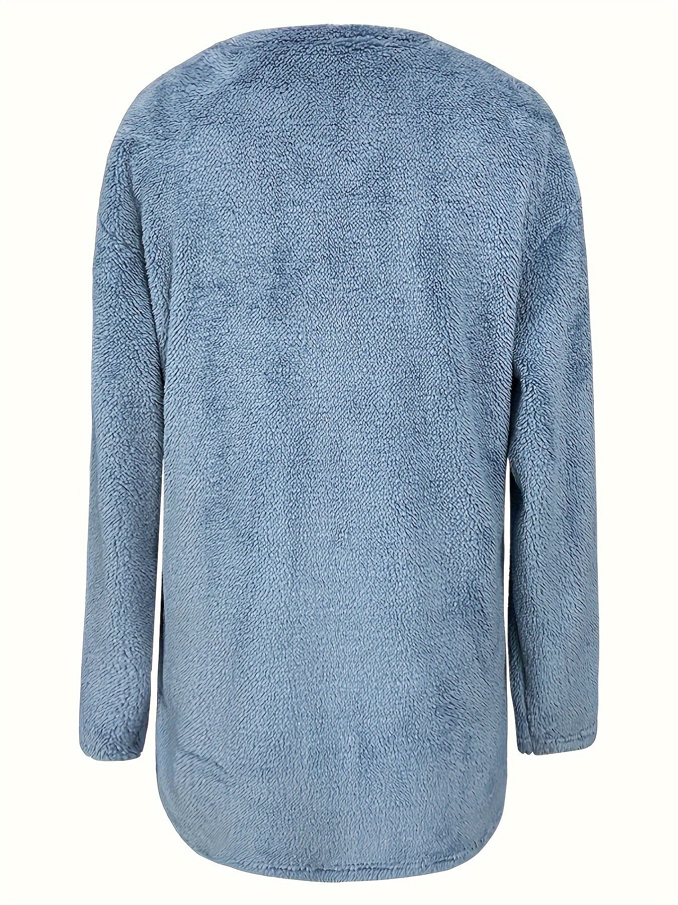 Butterfly Plant Print Pullover Sweatshirt Furry Casual Sweatshirt