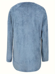 Butterfly Plant Print Pullover Sweatshirt Furry Casual Sweatshirt