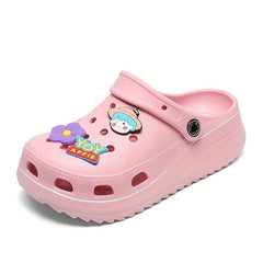 Women's Platform Garden Clogs Cartoon Wedge Slide Shoes