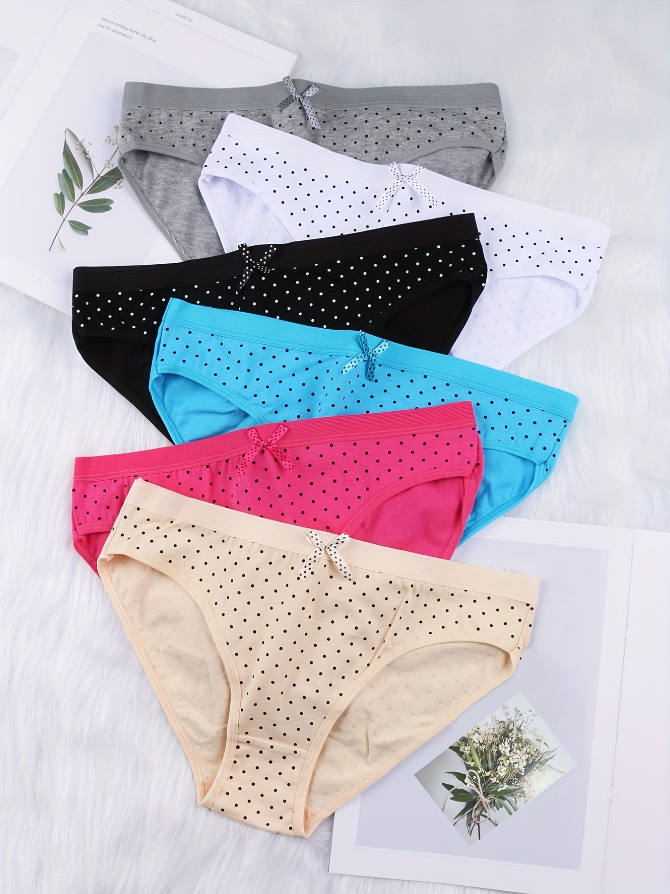 6 Pack Cotton Panties Assorted Colors Soft Bikini Briefs Women's Underwear