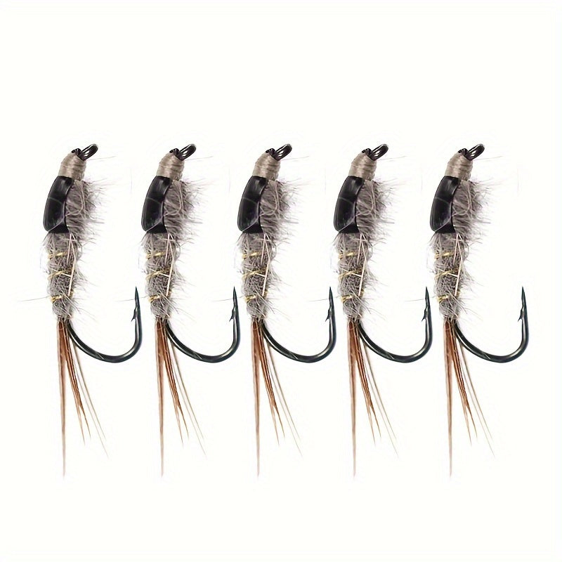 5-10pcs Hare Ear Nymph Flies Trout Fishing Lures Size 10 Hooks Included