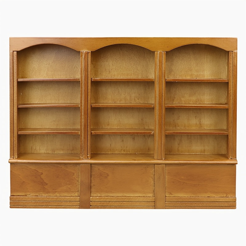 Dark Brown Wooden Triplet Bookcase Dollhouse Furniture