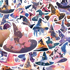 50pcs Cartoon Magic Hat Stickers for Guitar, Skateboard, Helmet