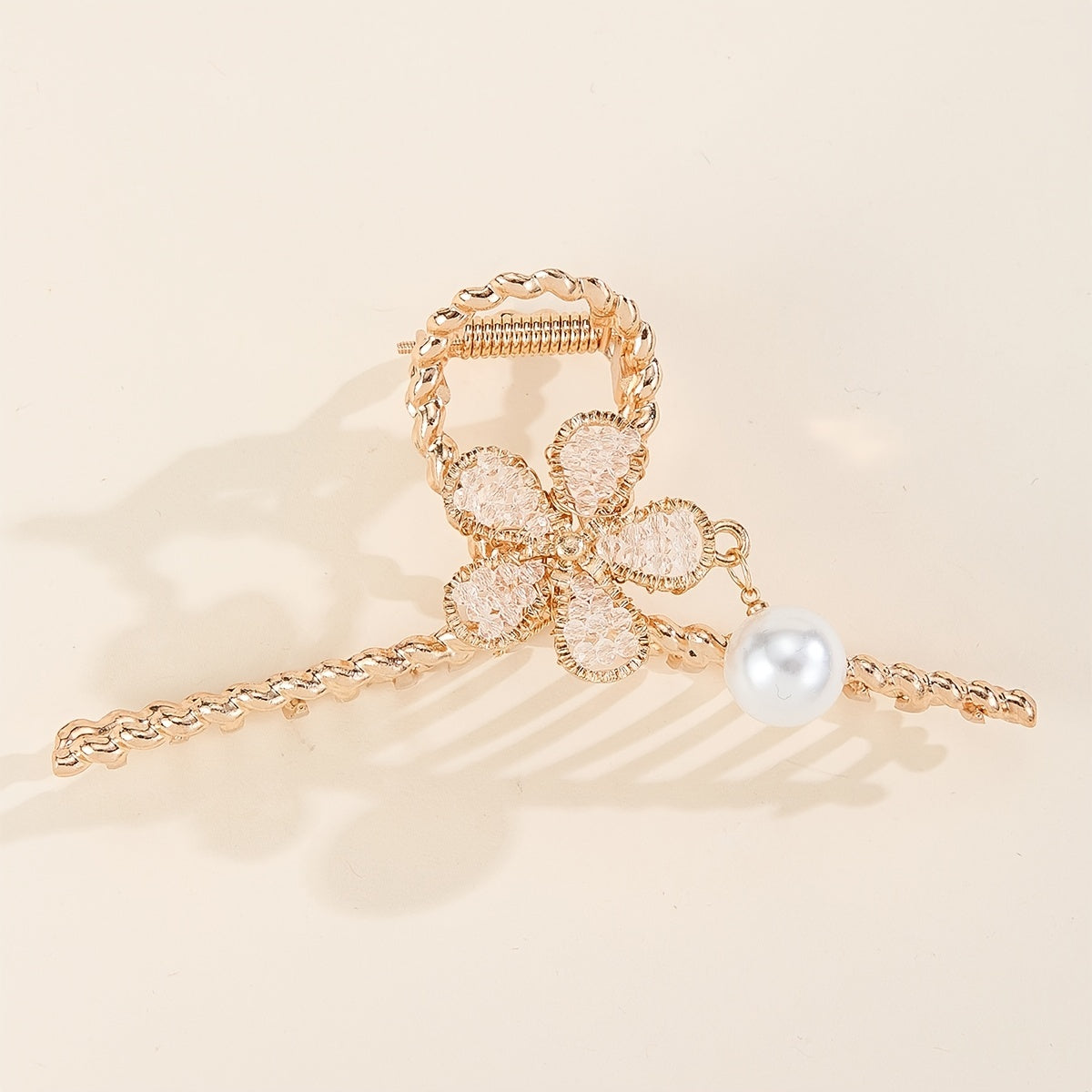 Flower Pearl Hair Claw Metal Hair Clip Strong Nonslip Hair Accessories