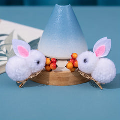 Vintage Bunny Hair Clip Plush Bunny Ponytail Holder Stuffed Rabbit Hair Clip
