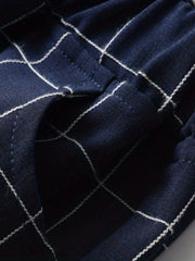 Boys Plaid Suspender Shorts Preppy Style
