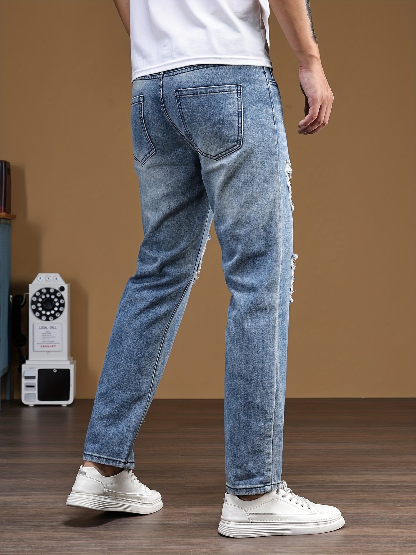 Men's Ripped Jeans Distressed Street Style Denim Pants