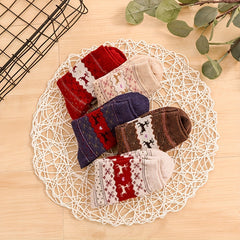 Elk Print Christmas Socks, Comfy & Warm Women's Stockings & Hosiery