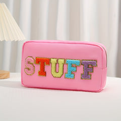 Waterproof Zipper Cosmetic Bag Embroidery Letter Coin Purse Organizer
