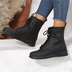 Women's Lace-Up Short Boots Side Zipper Ankle Boot