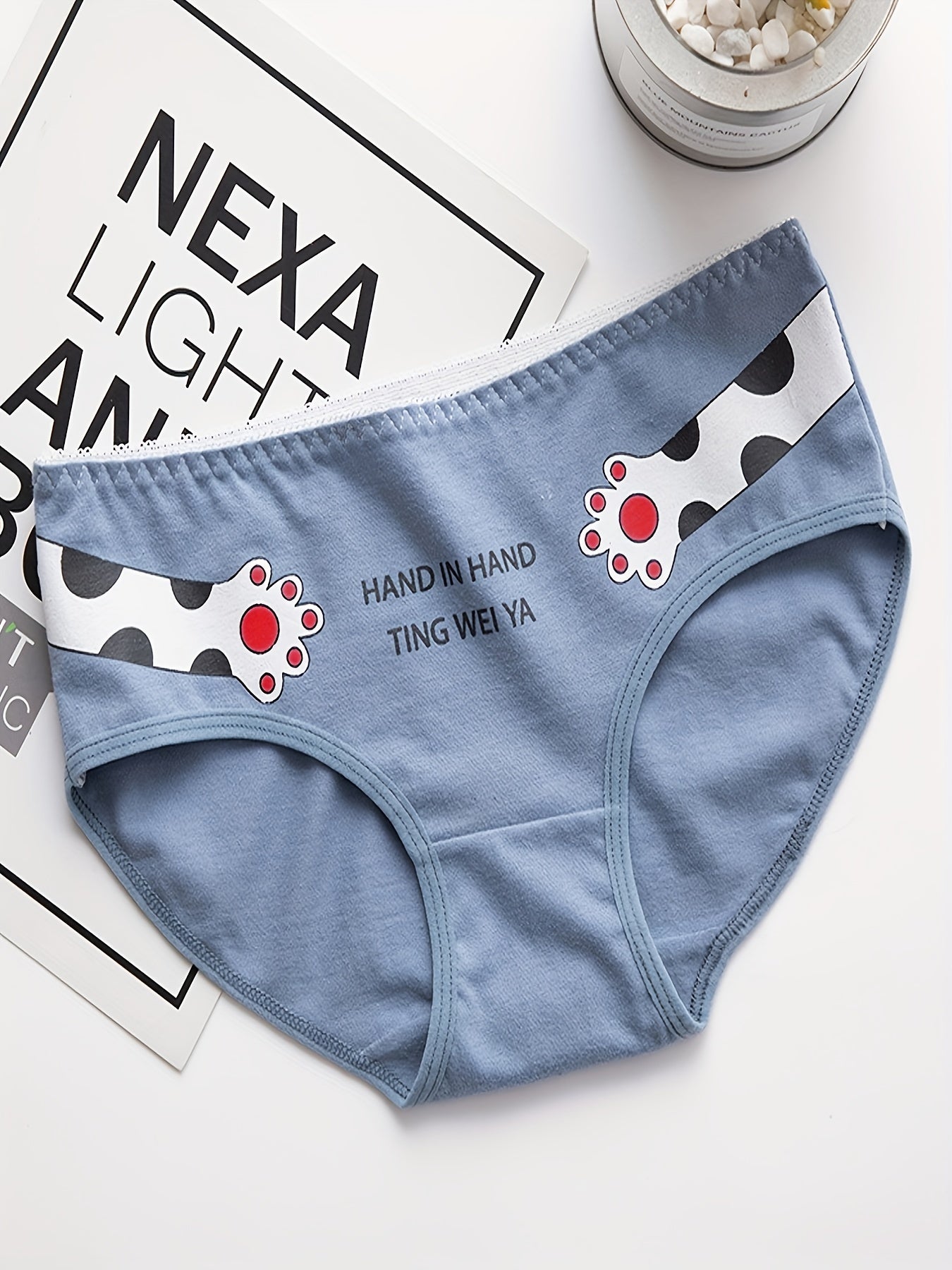 4pcs Cartoon Print Briefs Comfortable Breathable Mid Waist Panties