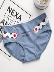 4pcs Cartoon Print Briefs Comfortable Breathable Mid Waist Panties