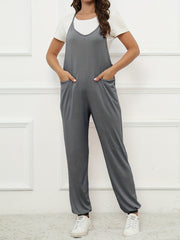Sleeveless Casual Jumpsuit with Dual Pockets