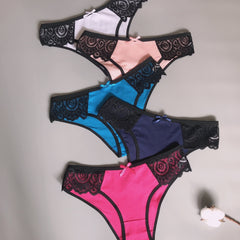 5pcs Lace Briefs Comfy Colorblock Panties Women's Lingerie