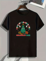 Christmas Tree Print Men's Sports T-shirt - Outdoor Fitness Clothing