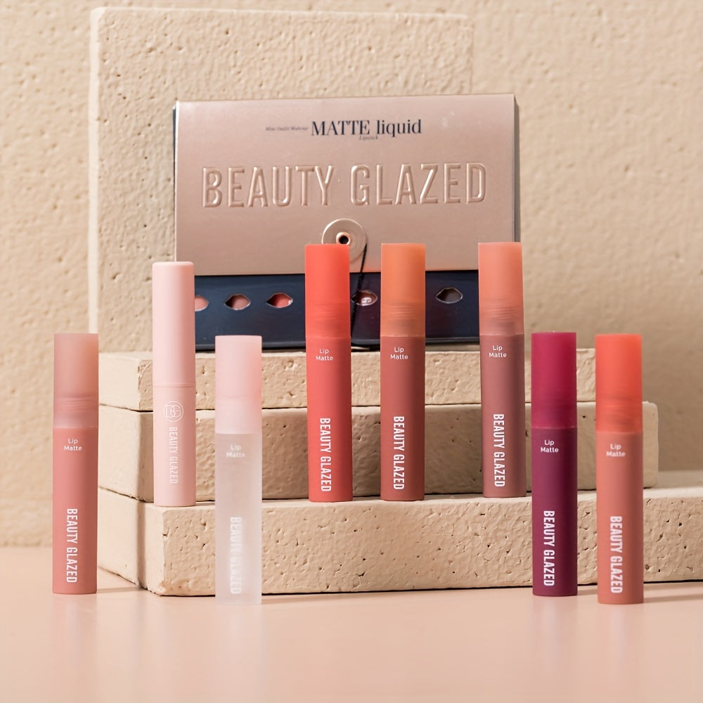 8 Colors Matte & Metallic Lipstick Glaze Set
