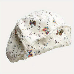 Y2K Butterfly Embroidery Beret Ripped Newsboy Hat