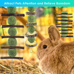 Bunny Rabbit Chew Toys for Teeth Grinding Wood Timothy Grass Treats