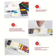 42 Colors Watercolor Paint Set Foldable Kit with Brushes for Artists