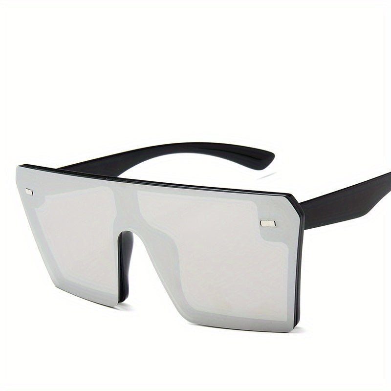 Oversized Flat Top Sunglasses Ombre Lens Square Frame Rivet Decor UV400