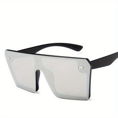 Oversized Flat Top Sunglasses Ombre Lens Square Frame Rivet Decor UV400