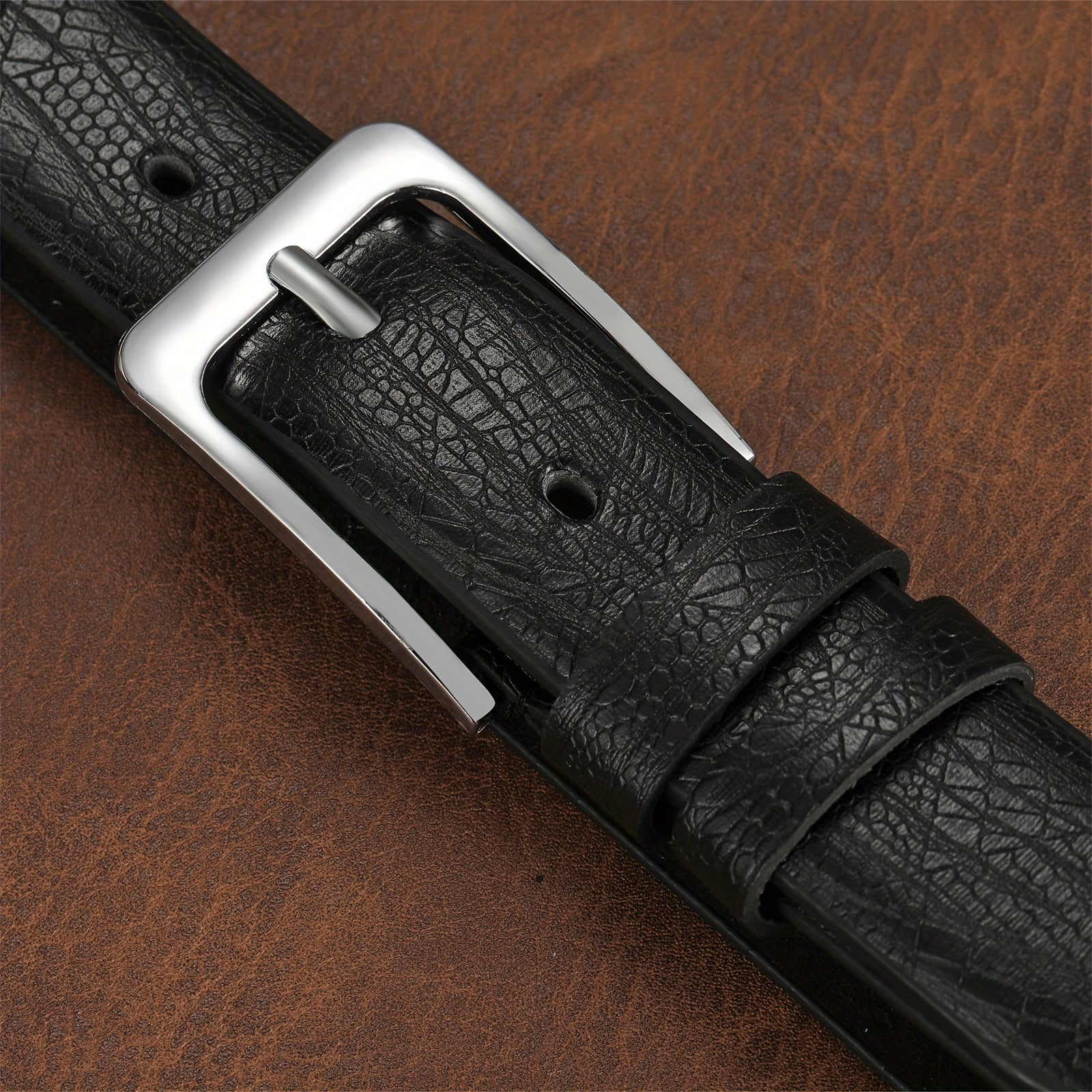 Men's Cut Edge Belt PU Leather Complex Patterns Belt