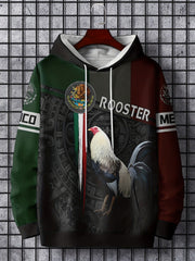 Mexico Rooster Print Hoodie Mens Graphic Pullover Autumn Winter