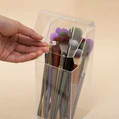 Acrylic Makeup Brush Holder With Lid Cover