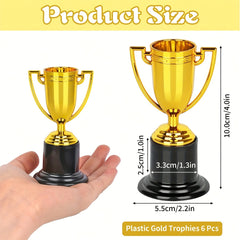 6pcs Mini Trophy Golden Plastic Trophy For Party Prizes