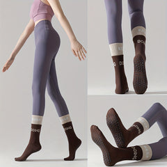 Winter Yoga Socks Non-slip Grips Elastic Sports Pilates Running Socks