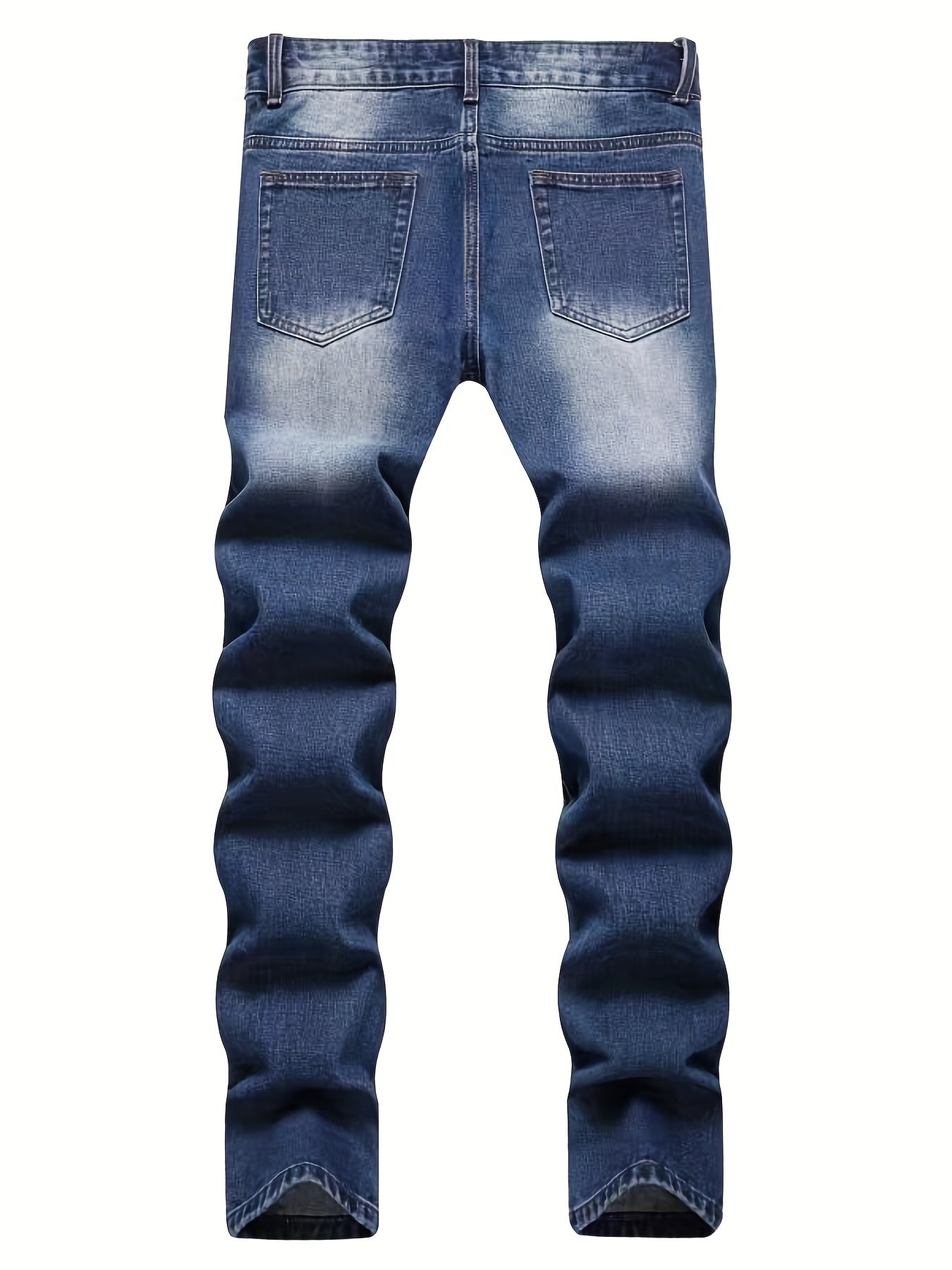 Embroidered Distressed Jeans Men's Casual Street Style Denim Pants
