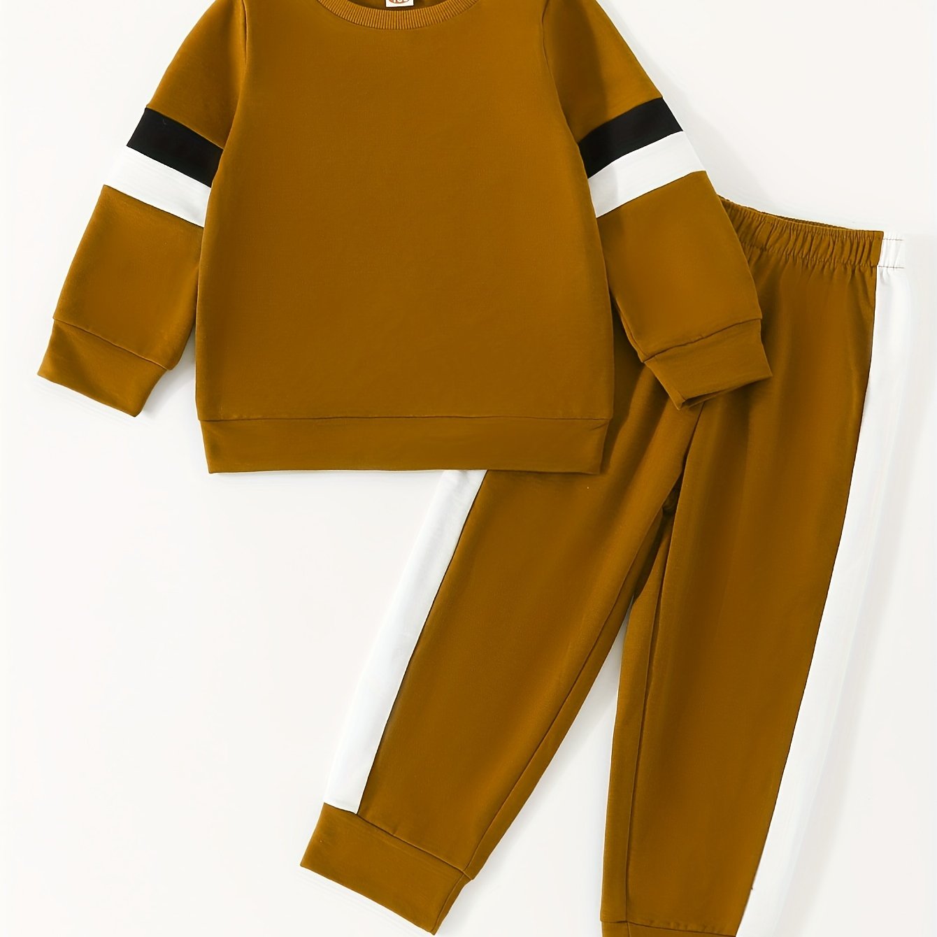 Boy's 2pcs Block Sweatshirt & Sweatpants Set for Spring Fall