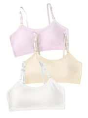 3pcs Girls Adjustable Stretch Sports Bras Comfortable Soft Bralette