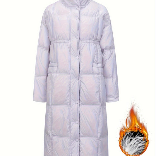 Women's Long Puffer Jacket Winter Warm Knee-Length Outerwear
