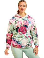 Floral Print Plus Size Sports Sweatshirt Long Sleeve Hoodie