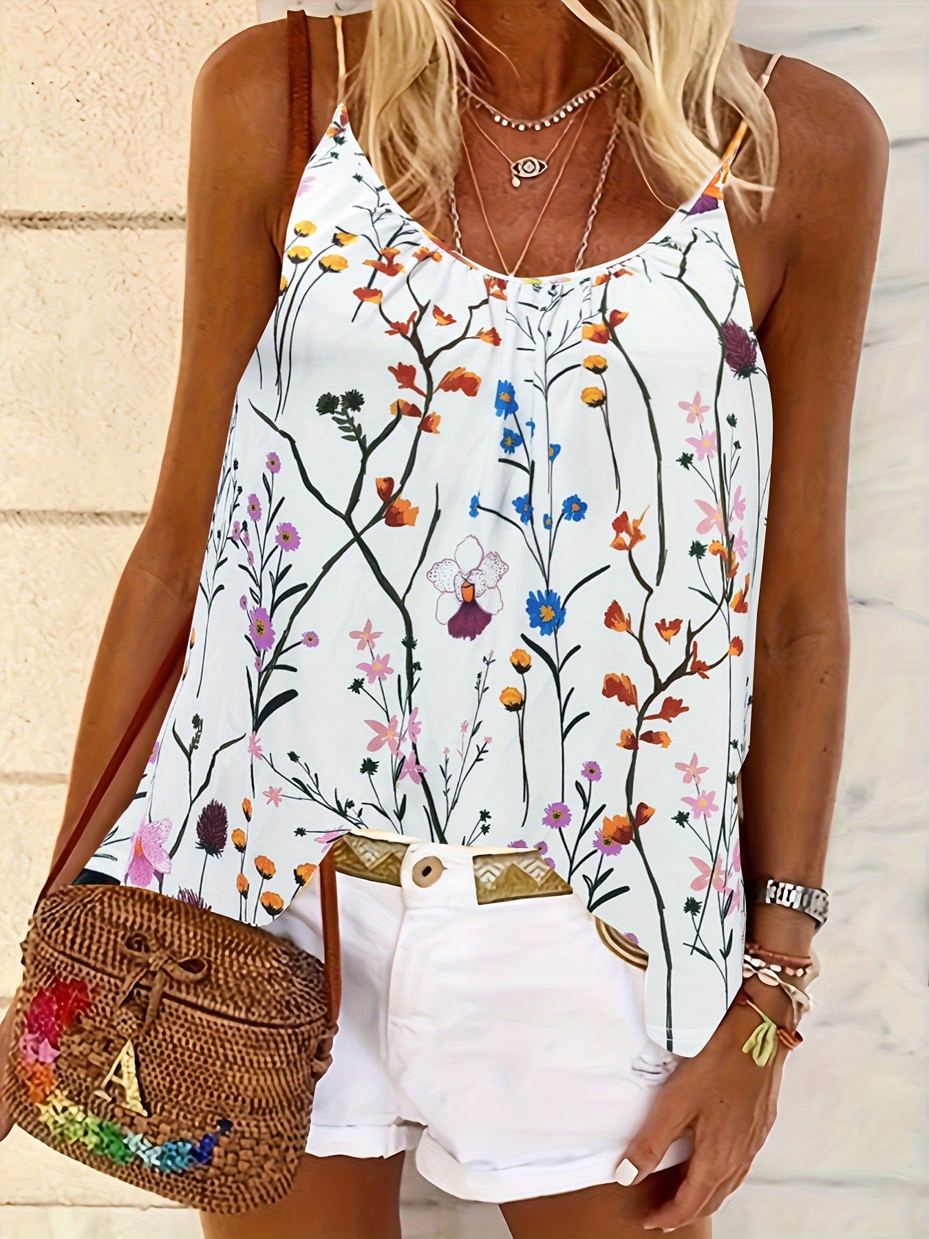 Floral Print Plus Size Cami Top