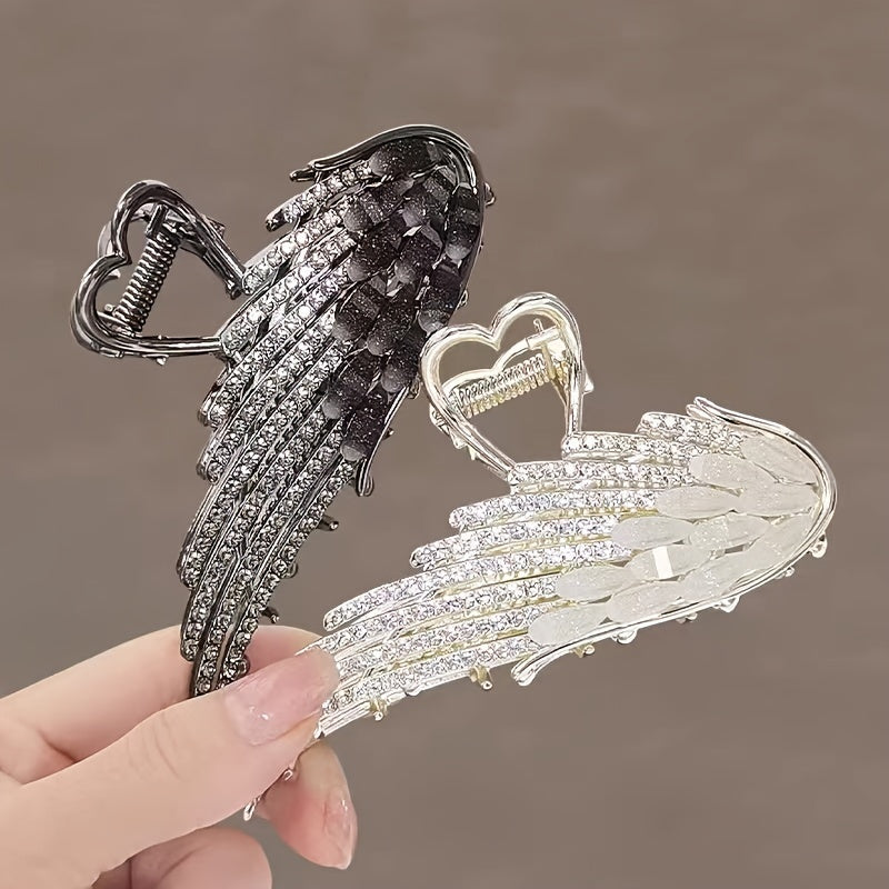 Large Hair Claw Clip Rhinestone Angel Wing Hair Clip