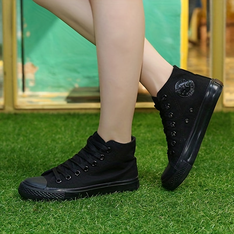 Women's High Top Canvas Sneakers Lace Up Walking Shoes