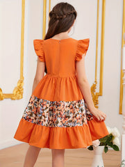 Girls Colorblock Hipster Princess Dress - Spring Autumn Kids Clothes