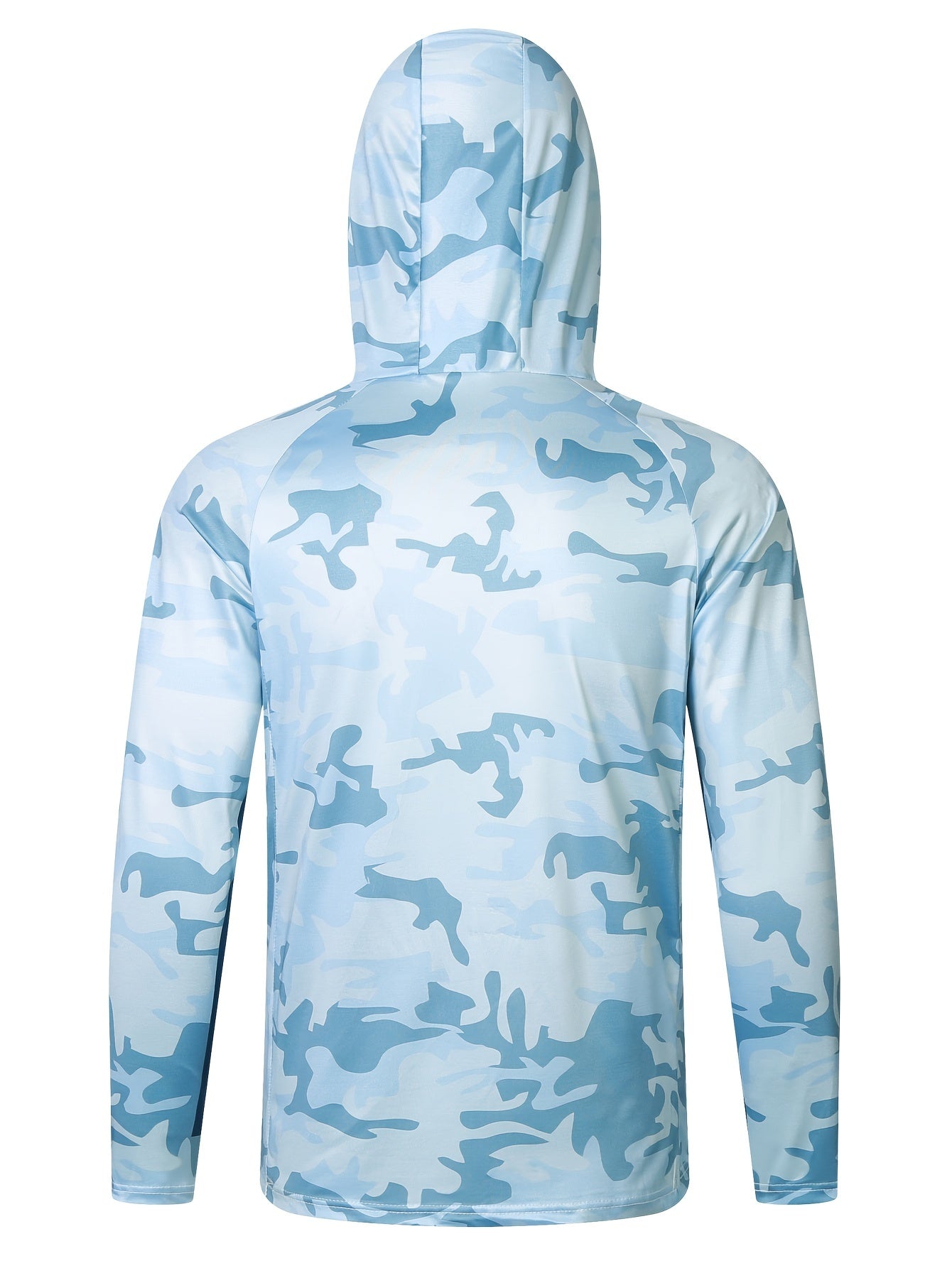 Men's UPF 50 Hooded Shirt With Mask Active Camo Quick Dry Long Sleeve Rash Guard