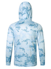 Men's UPF 50 Hooded Shirt With Mask Active Camo Quick Dry Long Sleeve Rash Guard