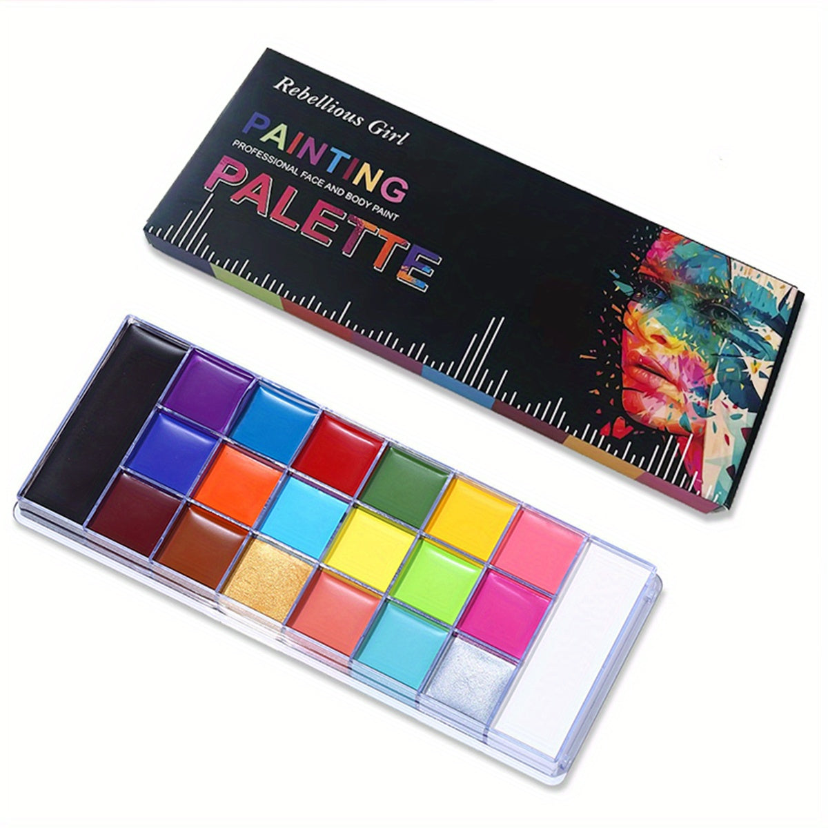 VERONNI 20 Professional Face & Body Paint Palette With 10 Brushes Non Toxic