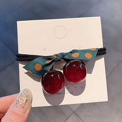 2pcs Jelly Big Cherry Hair Ties Bow Hair Band Hair Accessories