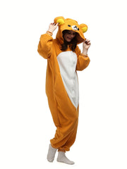 Women's Plus Size Cartoon Animal Plush Hooded Onesie Costume