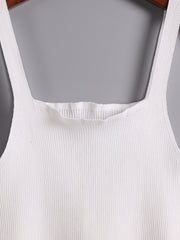 Ribbed Square Neck Tank Top