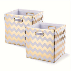2pcs Foldable Storage Box Metal Handle for Clothes Toys Sundries Room Decor