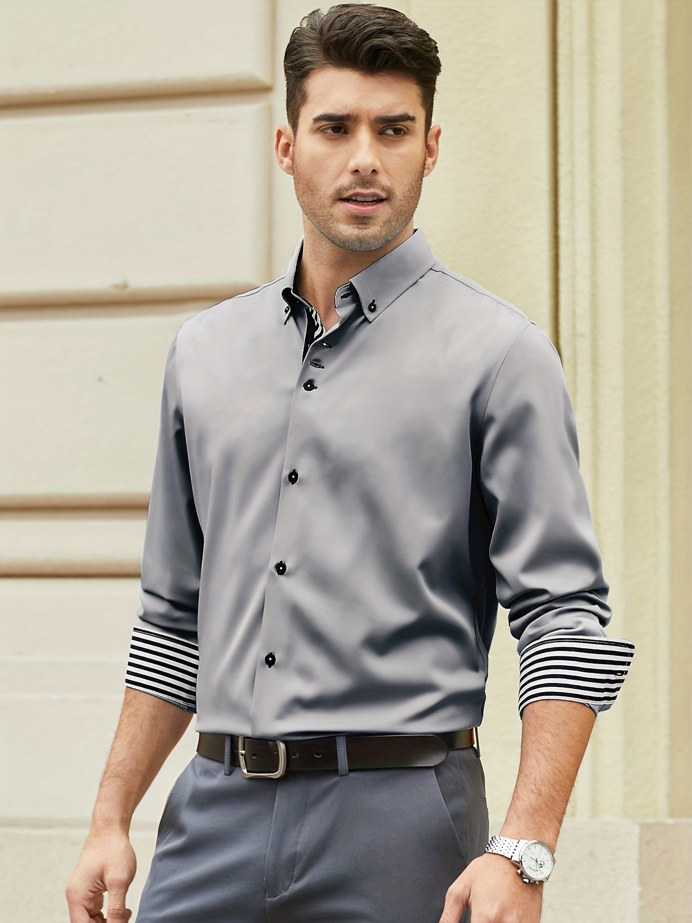 Men's Casual Button Up Long Sleeve Shirt