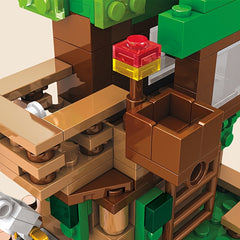 Enlightenment and Educational Building Blocks Toy Tree House with 3 Dolls