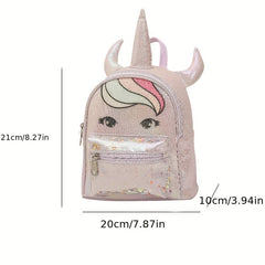 Unicorn With Horns Shape Backpack for Girls